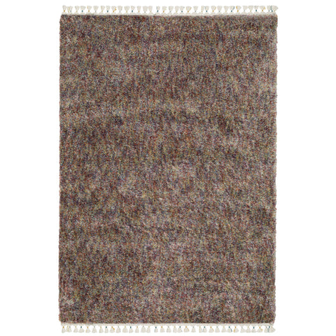 4' X 5' Orange Blue And Yellow Abstract Shag Area Rug With Fringe