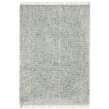 4' X 5' Light Blue And Ivory Abstract Shag Area Rug With Fringe