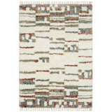 4' X 5' Tan Gray And Ivory Abstract Shag Distressed Area Rug With Fringe