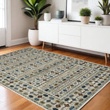 4' X 6' Ivory Tan And Gray Tribal Area Rug