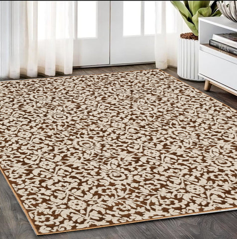 5' X 8' Rust And Beige Oriental Area Rug