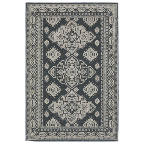 4' X 6' Blue And Gray Medallion Area Rug