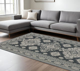 7' X 10' Blue And Gray Medallion Area Rug