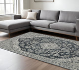 7' X 10' Blue And Gray Oriental Area Rug