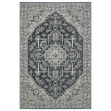 7' X 10' Blue And Gray Oriental Area Rug