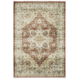4' X 6' Red And Ivory Oriental Distressed Area Rug