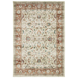 5' X 7' Ivory And Rust Oriental Distressed Area Rug