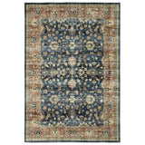 5' X 7' Blue And Rust Oriental Distressed Area Rug