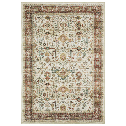 4' X 6' Ivory Oriental Distressed Area Rug