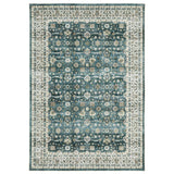 4' X 6' Teal And Ivory Oriental Distressed Area Rug