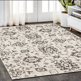 5' X 8' Ivory And Gray Oriental Area Rug