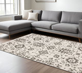 7' X 10' Ivory And Gray Oriental Area Rug