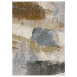 5' X 8' Beige And Rust Abstract Distressed Area Rug With Fringe
