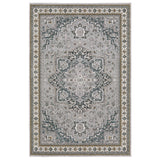 7' X 10' Brown And Blue Medallion Area Rug