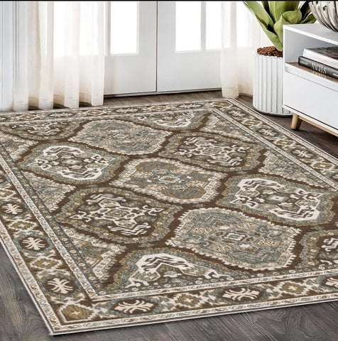 5' X 8' Blue And Gray Medallion Area Rug