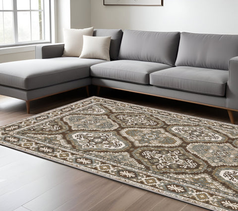 7' X 10' Blue And Gray Medallion Area Rug