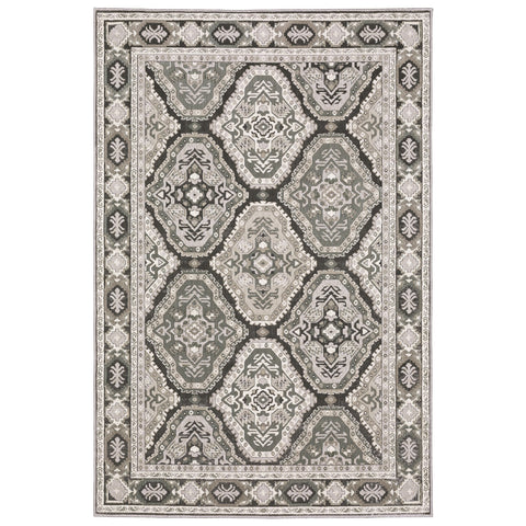 5' X 8' Ivory And Blue Medallion Area Rug