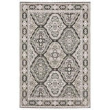 7' X 10' Blue Ivory And Charcoal Medallion Area Rug