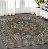 5' X 8' Blue And Green Medallion Area Rug