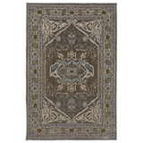 5' X 8' Blue And Green Medallion Area Rug