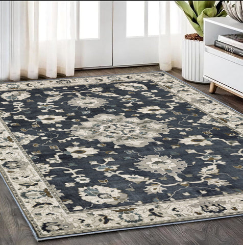 5' X 8' Blue Oriental Area Rug
