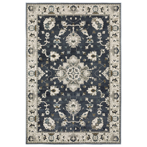 7' X 10' Blue Oriental Area Rug