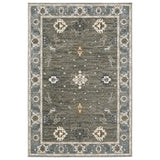 4' X 6' Blue Ivory And Gray Oriental Area Rug
