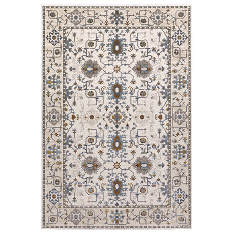 4' X 6' Ivory Burnt Orange And Blue Oriental Area Rug