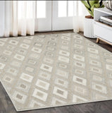 5' X 8' Beige And Gray Diamond Area Rug