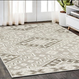5' X 8' Beige And Brown Tribal Area Rug