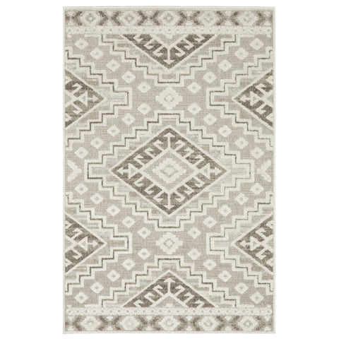 7' X 10' Beige And Brown Tribal Area Rug