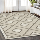 5' X 8' Beige And Brown Geometric Area Rug
