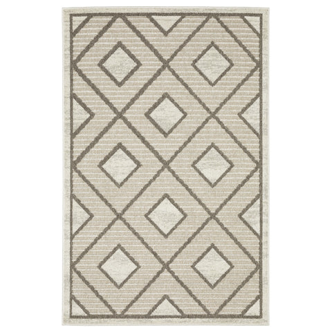 5' X 8' Beige And Brown Geometric Area Rug