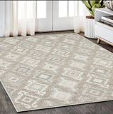 5' X 8' Beige And Gray Oriental Area Rug