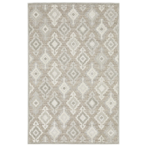 5' X 8' Beige And Gray Oriental Area Rug