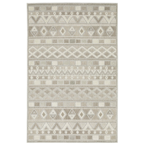 7' X 10' Beige And Gray Geometric Area Rug