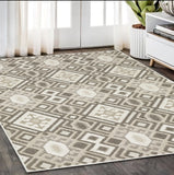 5' X 8' Brown And Beige Tribal Area Rug