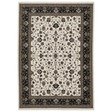 4' X 6' Ivory Oriental Area Rug With Fringe