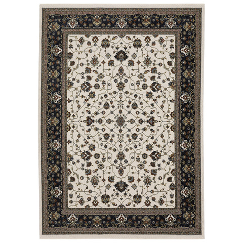 4' X 6' Ivory Oriental Area Rug With Fringe