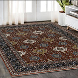 5' X 8' Red Medallion Area Rug With Fringe