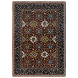 5' X 8' Red Medallion Area Rug With Fringe