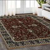 5' X 8' Red Oriental Area Rug With Fringe