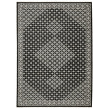 5' X 8' Black And Gray Diamond Area Rug With Fringe