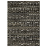 7' X 10' Black And Gray Tribal Area Rug With Fringe