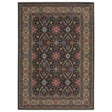 5' X 8' Charcoal And Pink Oriental Area Rug With Fringe