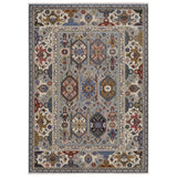 4' X 6' Blue And Gray Oriental Area Rug With Fringe