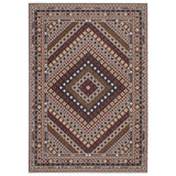 4' X 6' Ivory Red And Tan Diamond Area Rug With Fringe