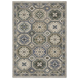 4' X 6' Ivory And Blue Medallion Area Rug With Fringe