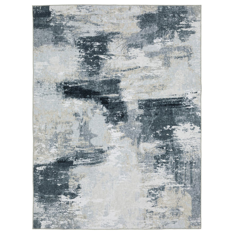 4' X 6' Ivory And Gray Abstract Distressed Area Rug