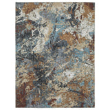 4' X 6' Blue And Rust Abstract Distressed Area Rug